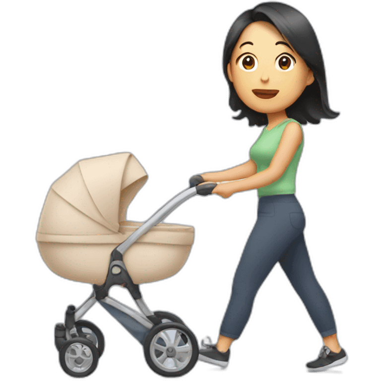 asian woman pushing stroller emoji