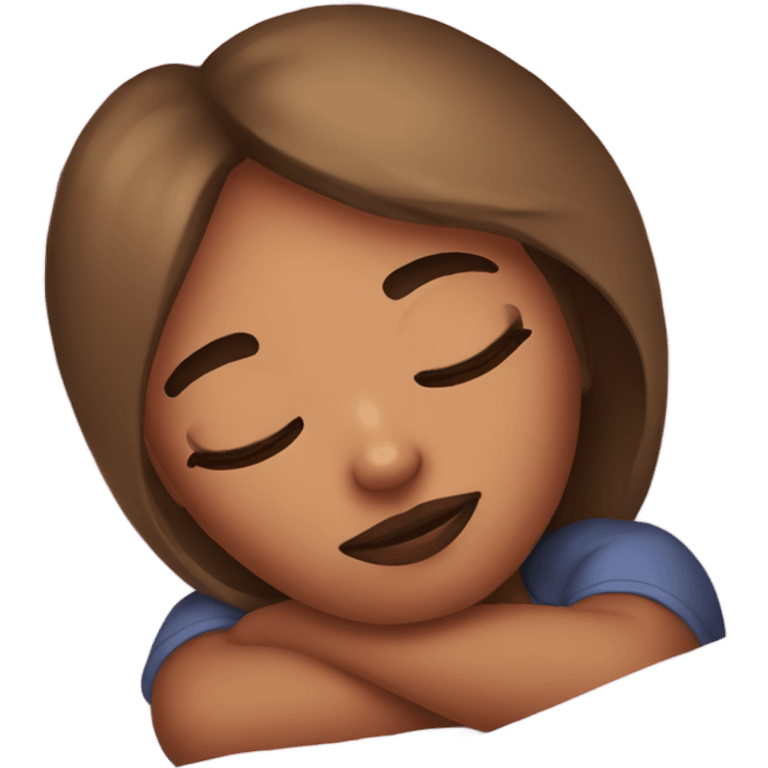 Girl with eyeliner sleeping in her bed emoji