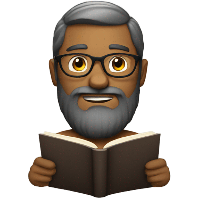 Bearded man reading emoji