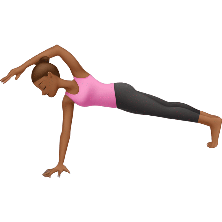 Girl doing Pilates in pink emoji