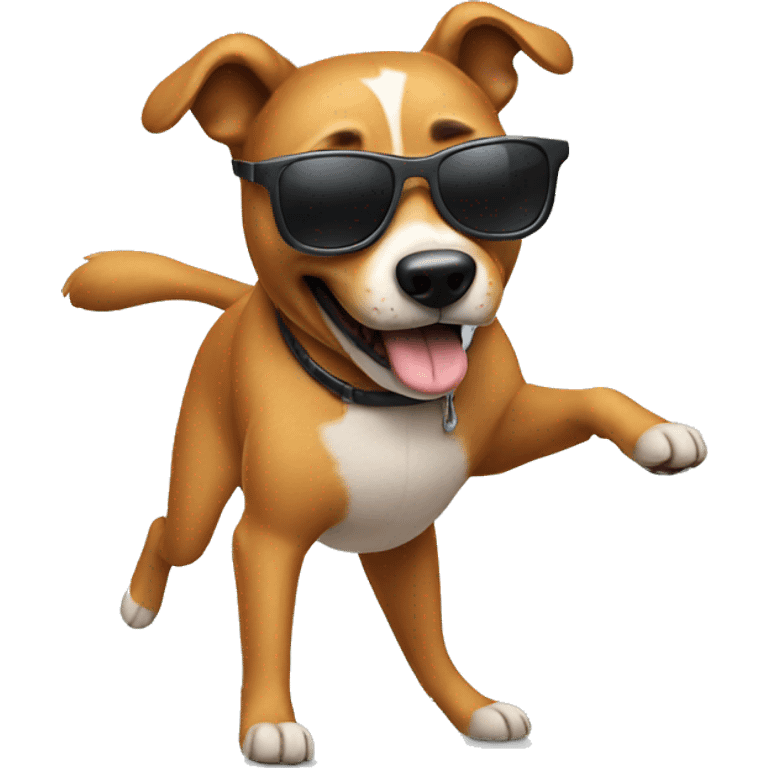 dog with sunglasses dancing emoji