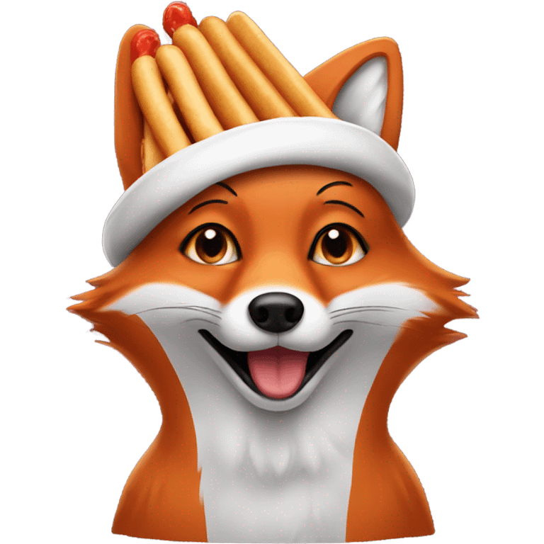 Fox wearing a hotdog hat  emoji