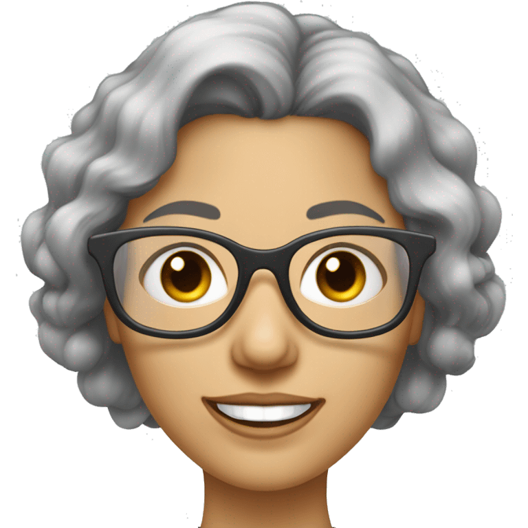 Femme âgée avec des petites lunettes cheveux courts gris  emoji