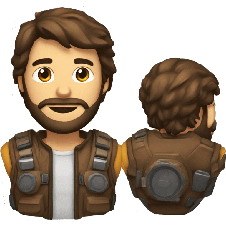 Homme brun avec une barbe avec un casque gaming emoji