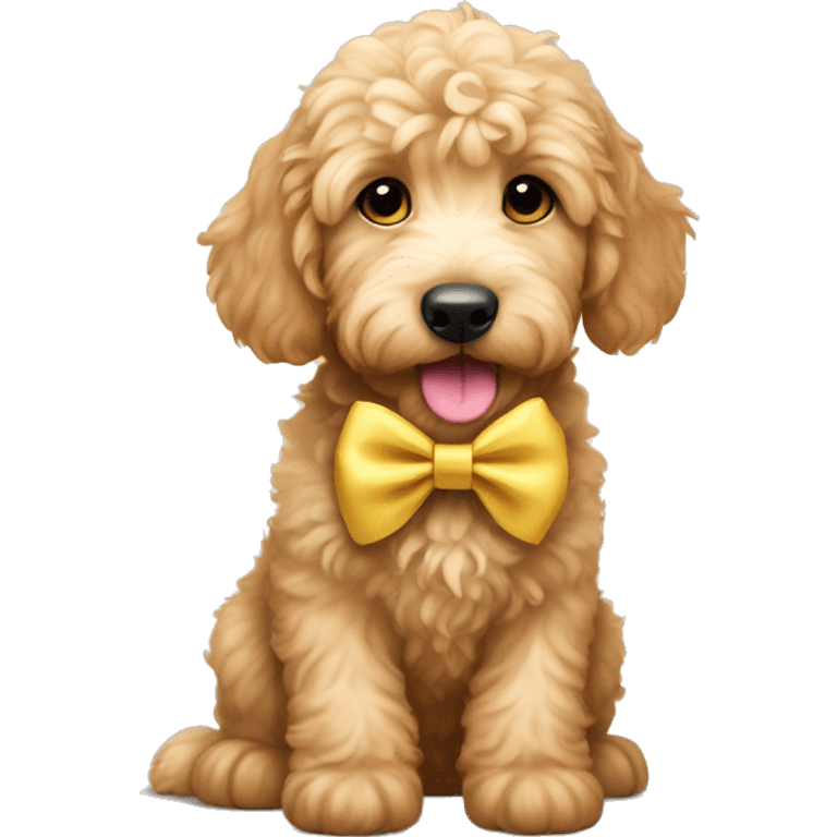 Golden doodle puppy with a hairbow emoji