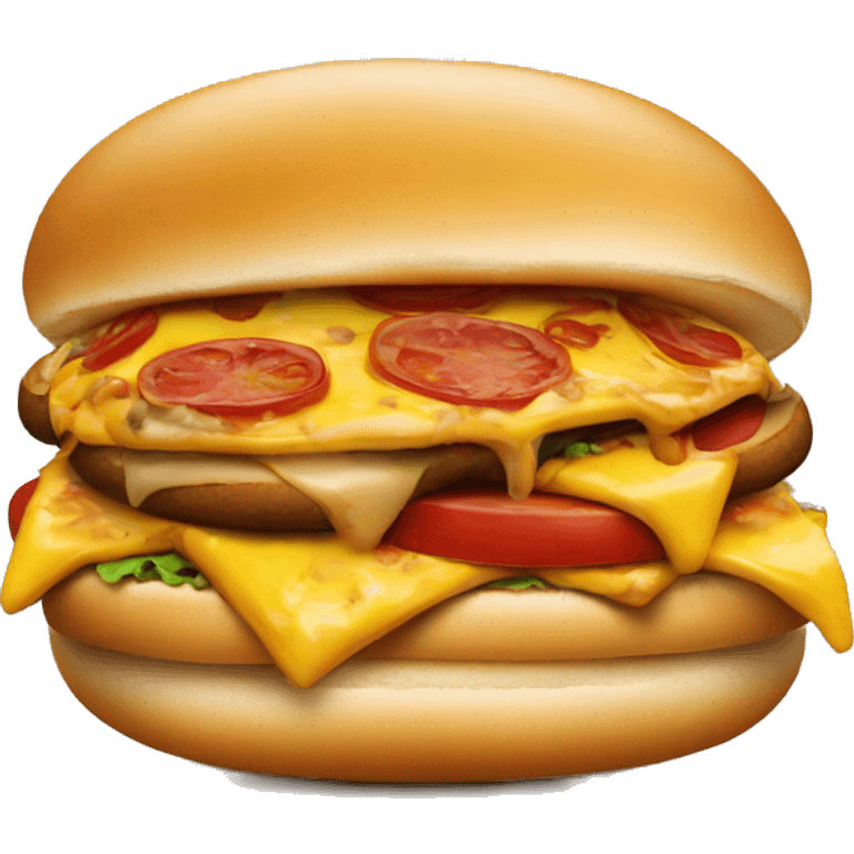 pizza on a cheeseburger on a hot dog emoji