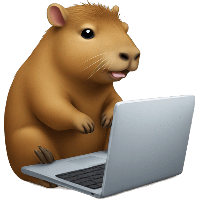 Capybara works at his laptop emoji