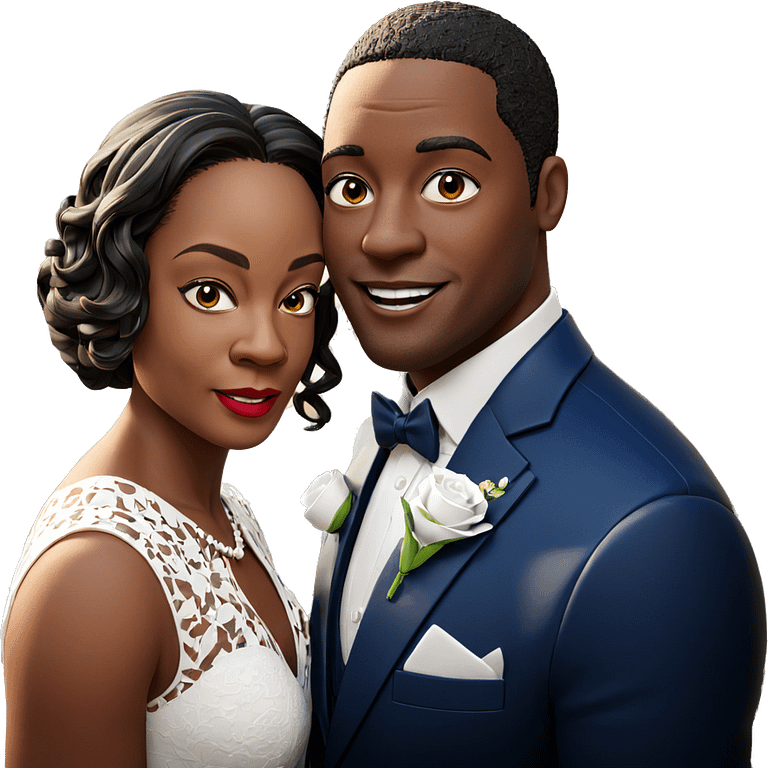 happy wedding couple portrait emoji