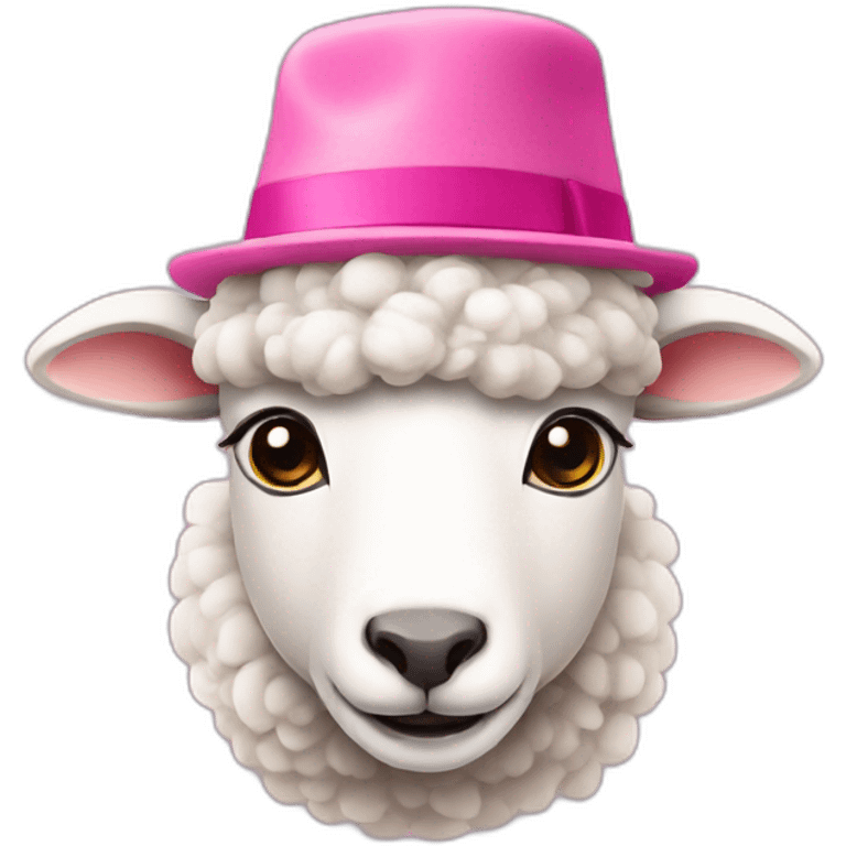 a sheep with pink hat emoji