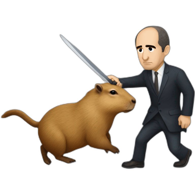 Armando Iannucci fighting a capybara emoji