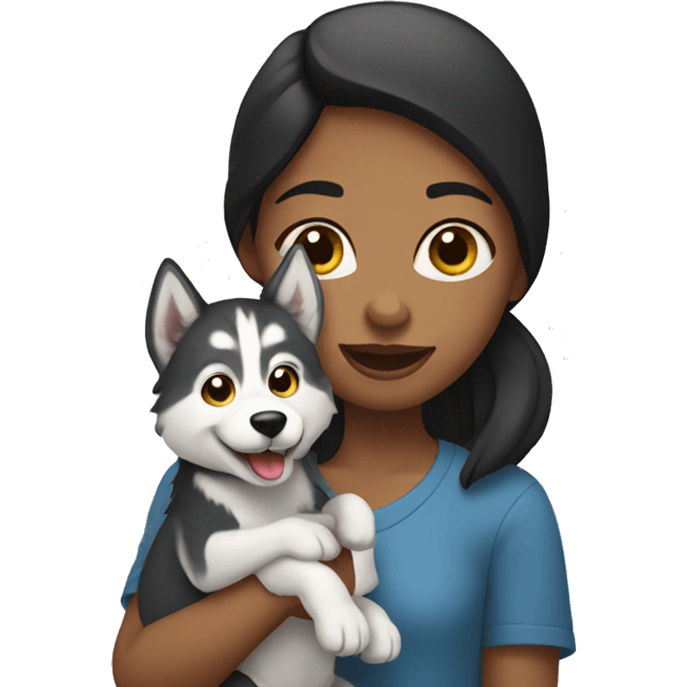 Girl holding a husky emoji