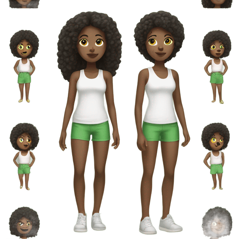 Black Girl in white tank top and green shorts emoji