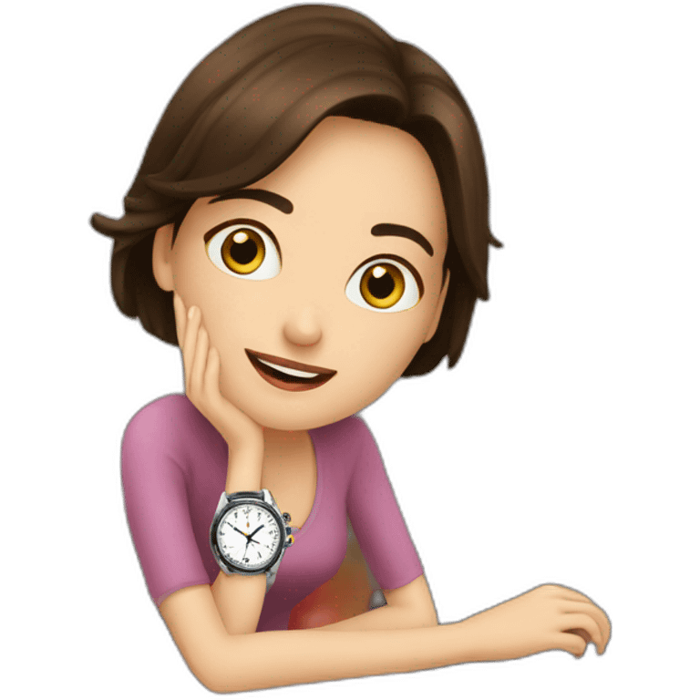 Brunette watch cinema at home  emoji