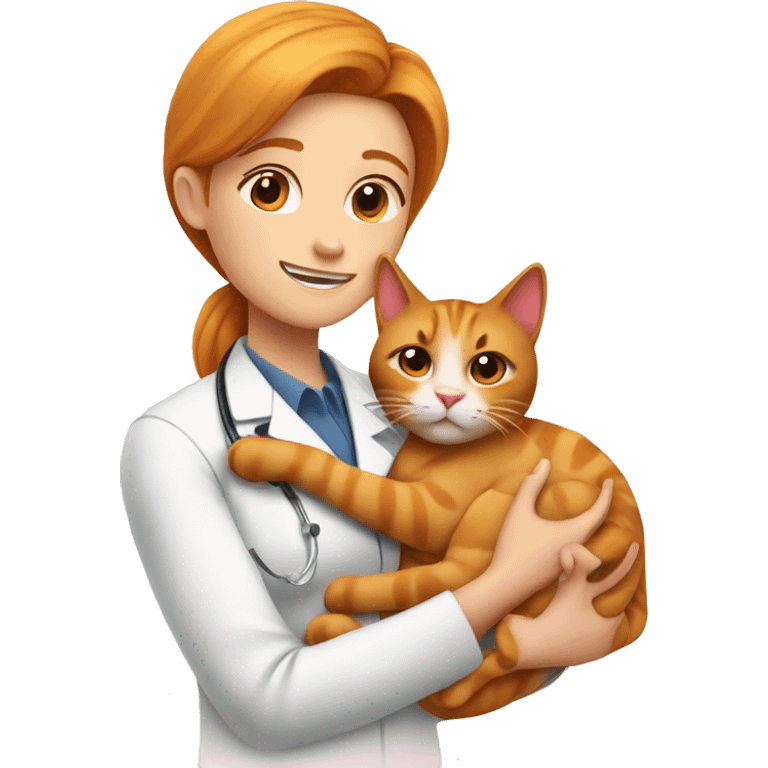 cat cuddles ginger veterinarian girl  emoji