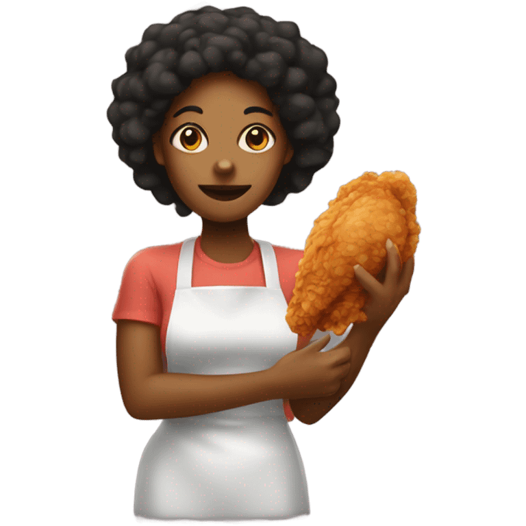 blk woman holding fried chicken emoji