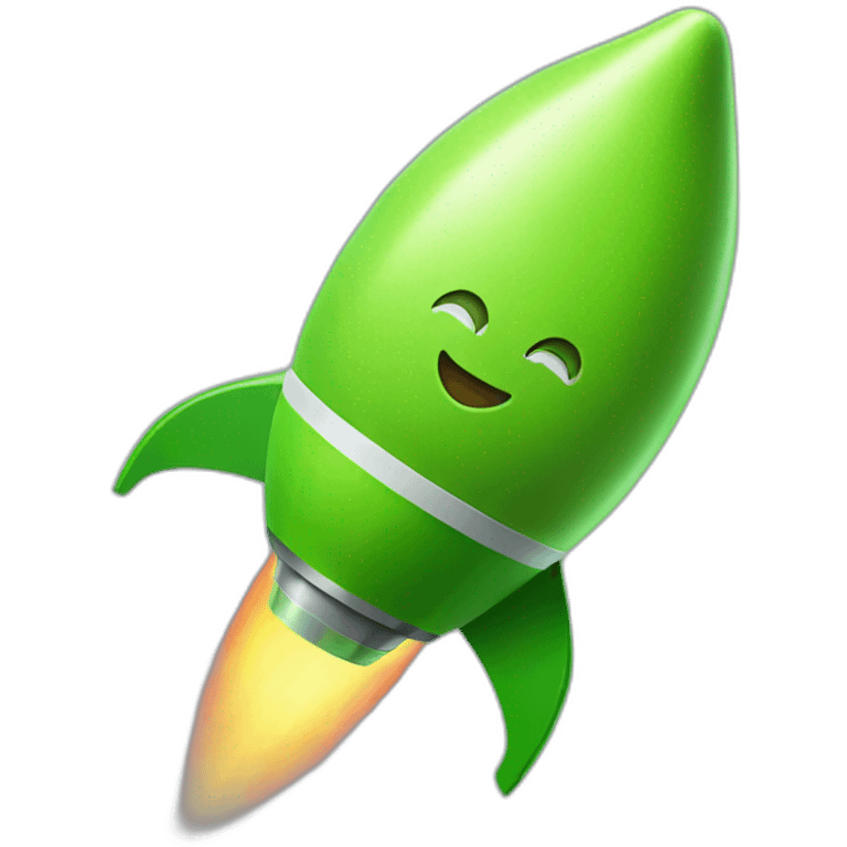 green apple on a rocket ship emoji