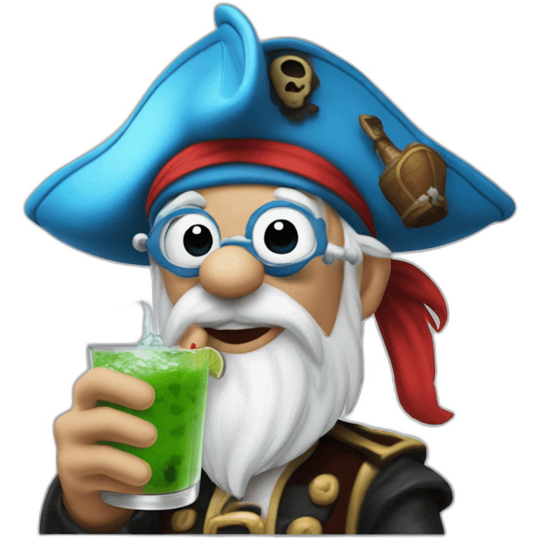 pirate Papa Smurf drinking mojito emoji