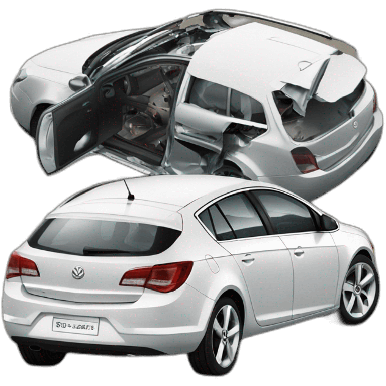 Opel astra j 2011 hatchback accident witb a volkswagen passat b6 2010 sedan emoji