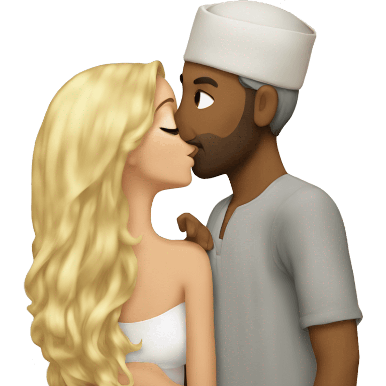 Maghreb man kisses a blonde girl emoji