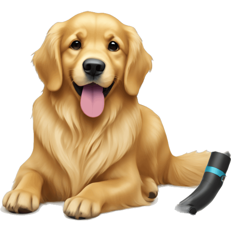 Golden retriever vacuuming emoji