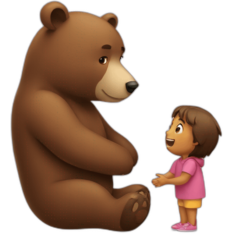 A bear talking with child emoji