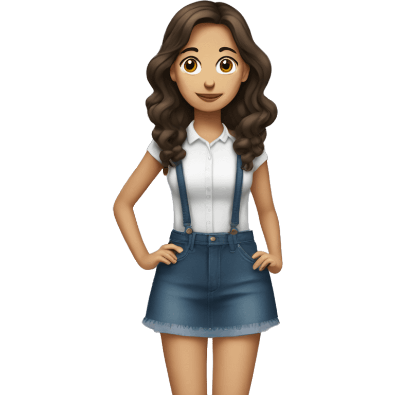 A brunette girl with a coquete pini emoji