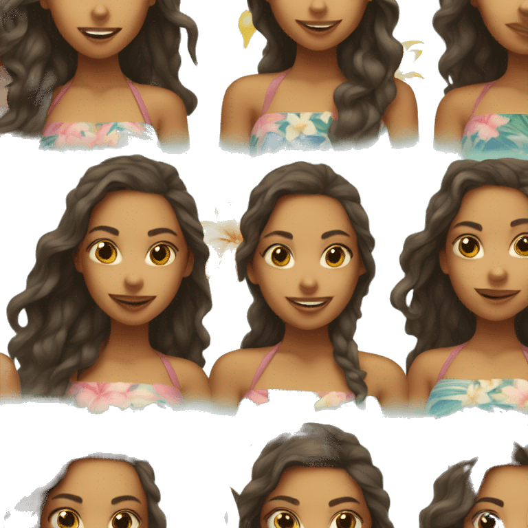 realistic portrait of a gorgeous Hawaiian surfer girl emoji