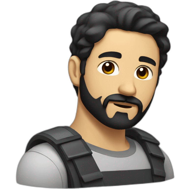 man with a black beard and mustache and short hair emoji