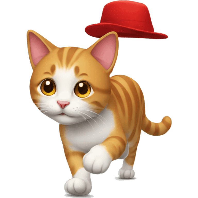 walking cat with red hat emoji