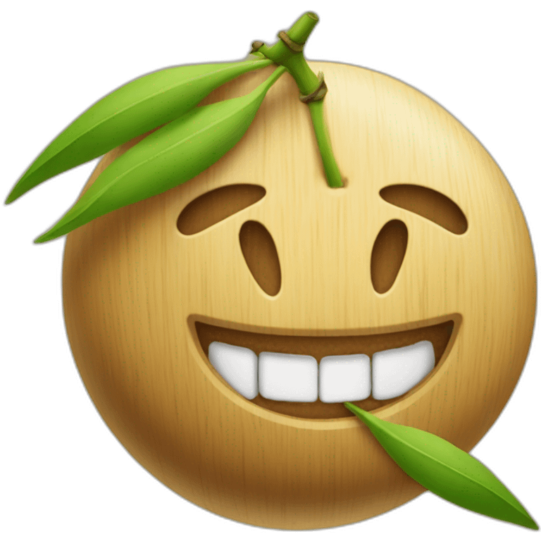 un bambou dans la bouche emoji