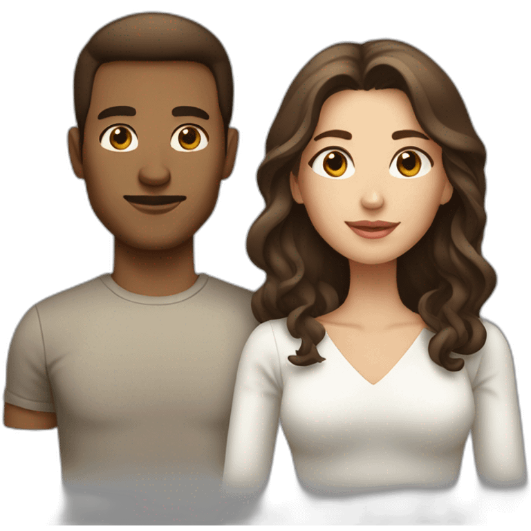 light brown hair man and dark brown long hair woman emoji