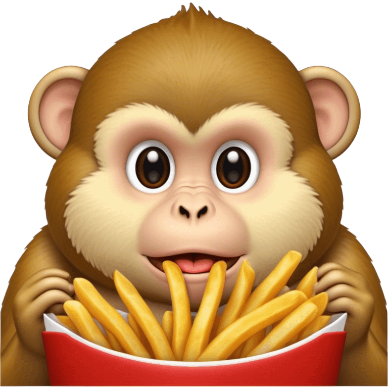 fat monkey eating fries emoji