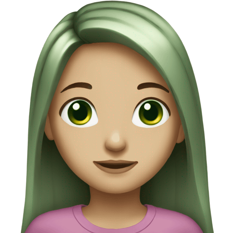 Girl long hair green eyes emoji