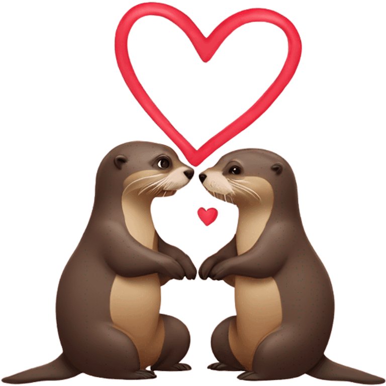 Two Otters making a heart shape with bodies emoji