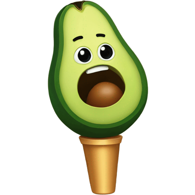 An avocado singing with a microphone emoji