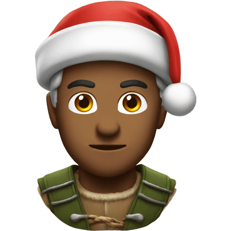 Fierce male ranger wearing santa hat emoji