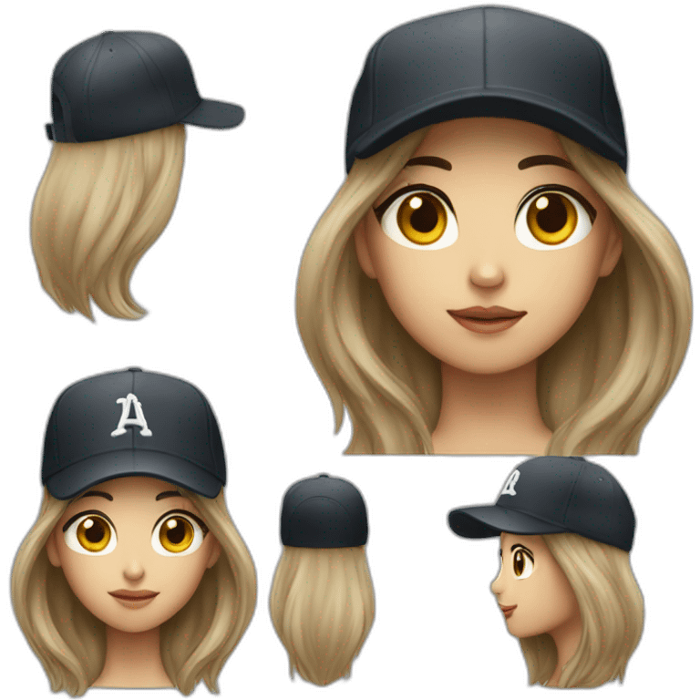 A long hair cool Asian girl wear a baseball cap emoji