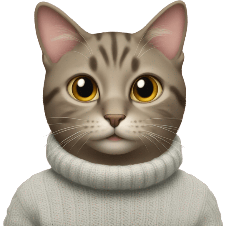 Cat wearing a sweater with JCREW on the front of it emoji