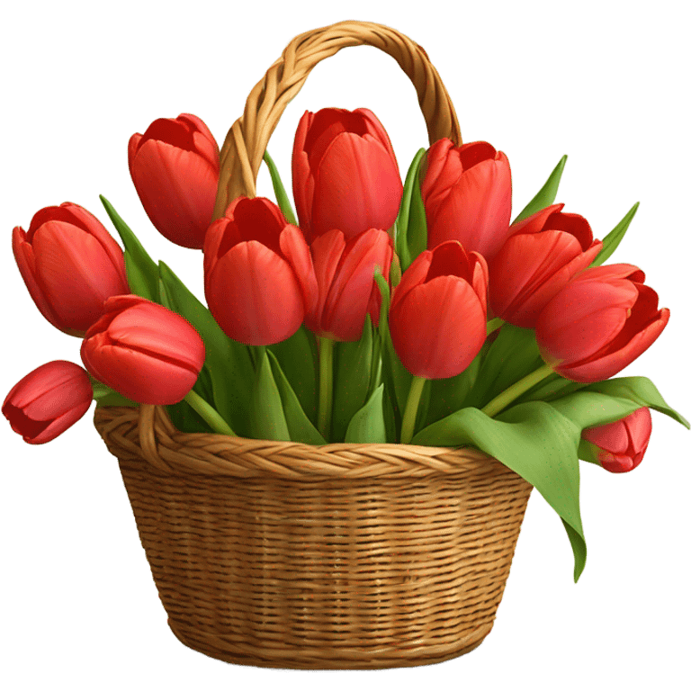 Red tulips bouquet in basket the same as the white ones you gave me without the bow emoji