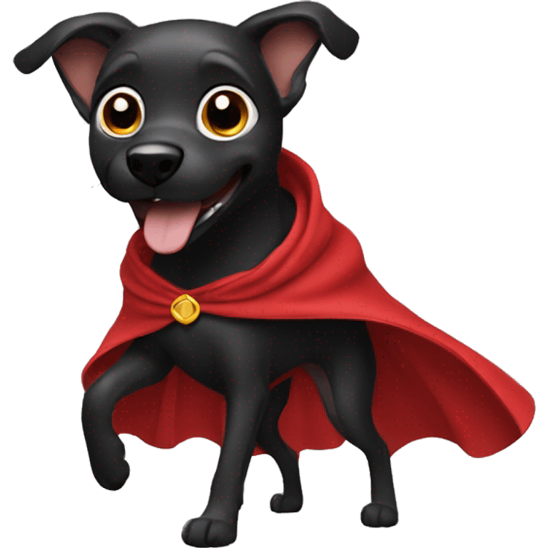 black dog with cape dancing emoji