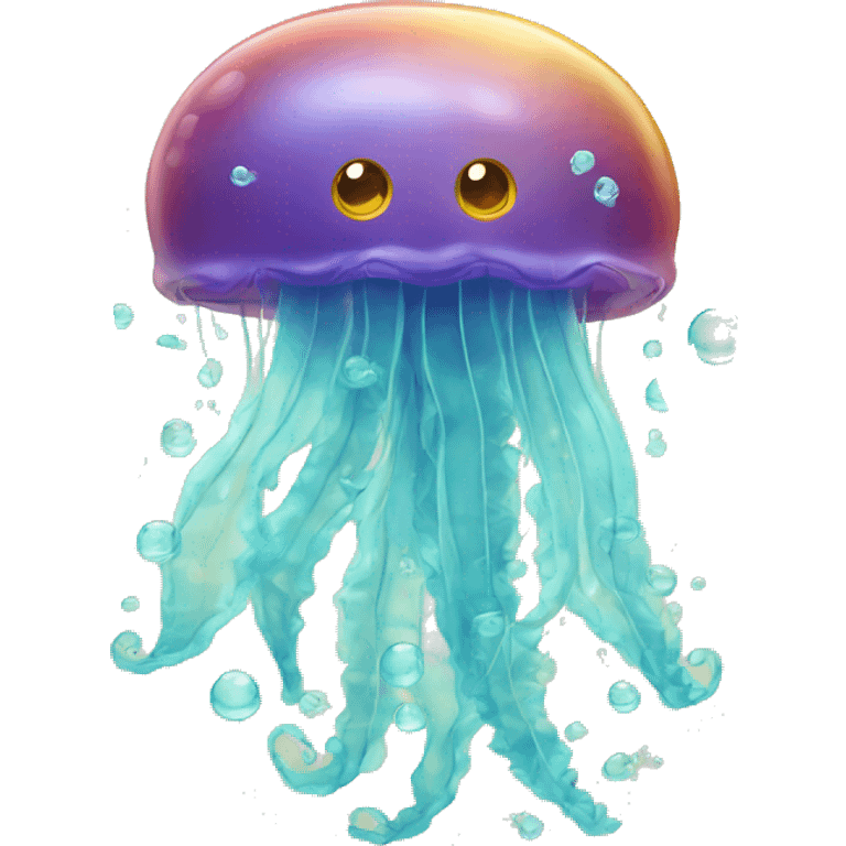 jellyfish with bubbles and a fish emoji