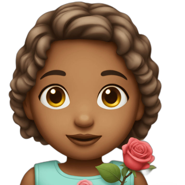 Girl toddler with rose  emoji