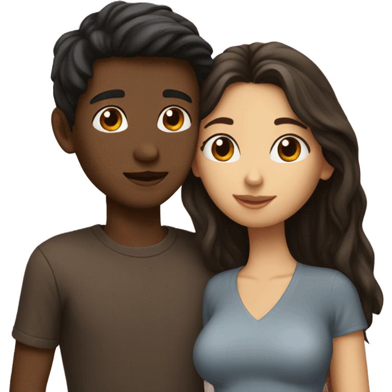 Brunette girl and boy kissing emoji