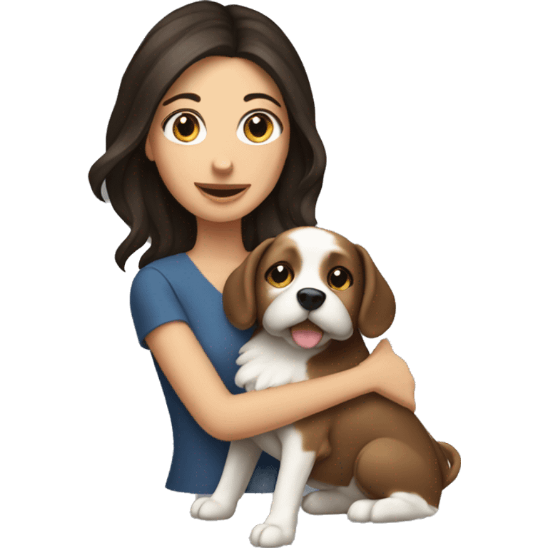 pretty-brunette-woman holding a dog emoji