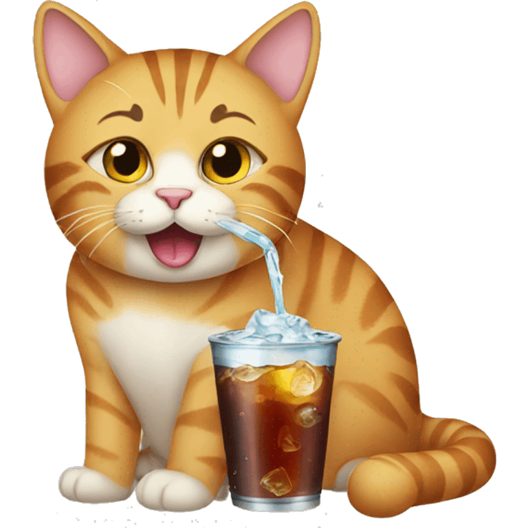 cat drinking soda emoji