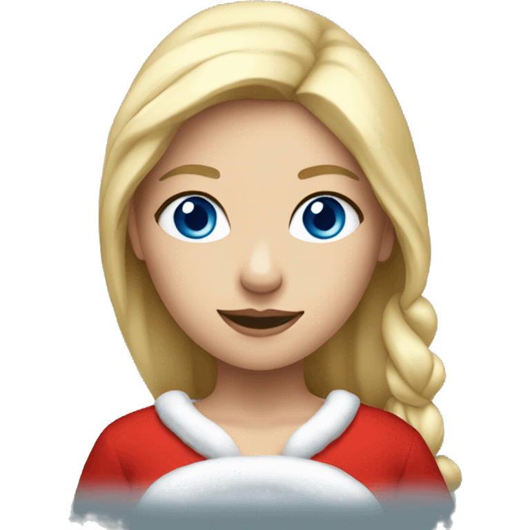 Girl as Santa, blue eyes, blond hair emoji