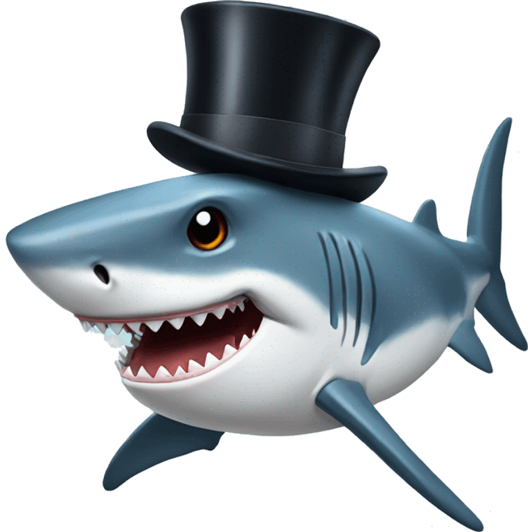 Shark with a top hat emoji