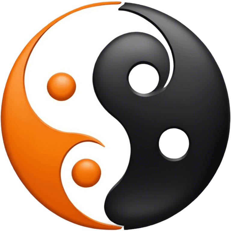 Orange and black ying yang emoji