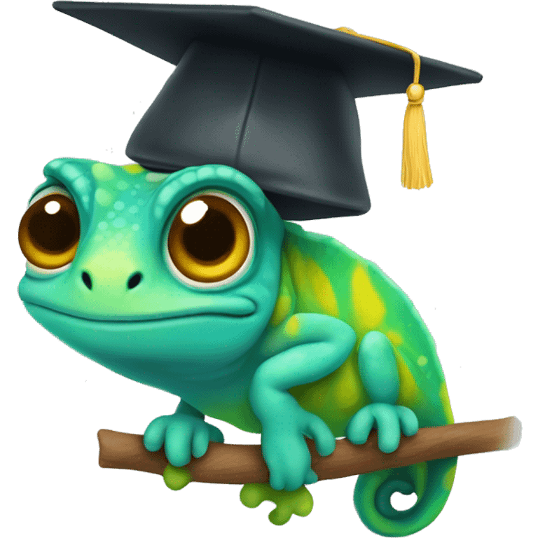 cuty chameleon with mortarboard emoji