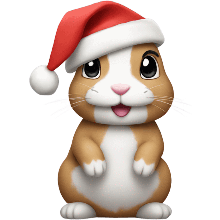 Bunny with christmas hat sending heart emoji